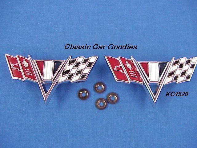 1965-1967 chevy front fender emblems (2) 283 327 1966