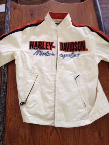 Ladies harley davidson jacket cream/orange size medium