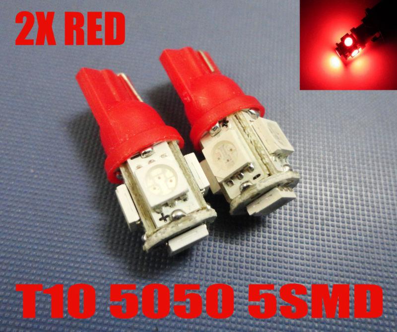 2x t10 red 5smd led car door/courtesy lamp bulbs 447 w5w 168 194 920 t15 #o15
