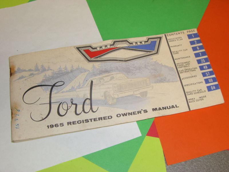Ford vintage 1965 registered owner's manual ( full size ford ) original