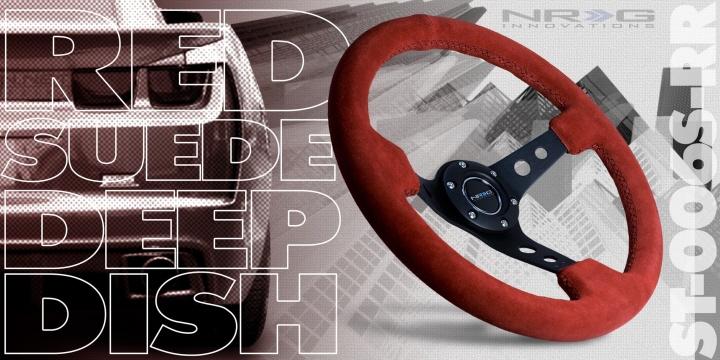 Nrg steering wheel 350mm sport steering wheel (3" deep) - red suede