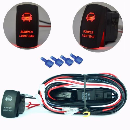 Mictuning red bumper light bar wiring harness 40amp relay on-off waterproof