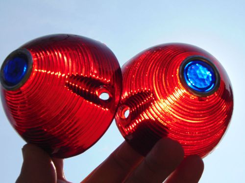 1954 buick lynx eye blue dot tail lamp lens pair nos in boxes u.s.a. made