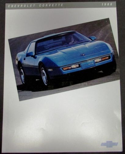 Original 1986 chevrolet corvette dealer sales brochure leaflet sports car