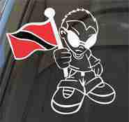 Boy with trinidad & tobago flag vinyl decal sticker trinidadian
