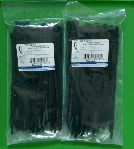 (2 bags of 100) thomas &amp; betts black 7.5 inch/50lbs cable tie we-7-50-0-c