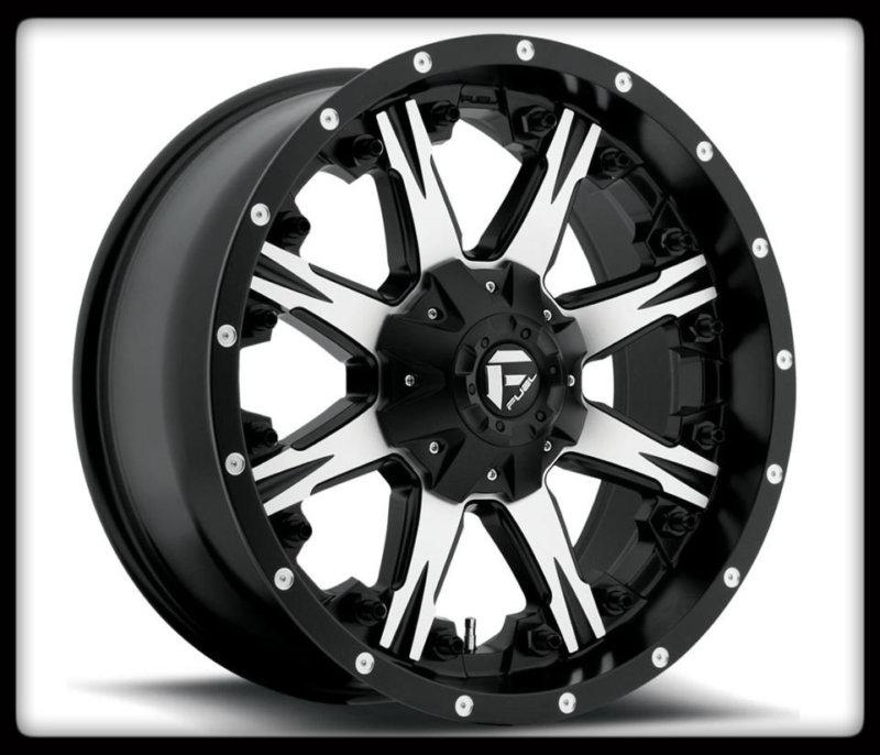 20" fuel nutz d541 machined rims & 33x12.50x20 toyo open country mt tires wheels
