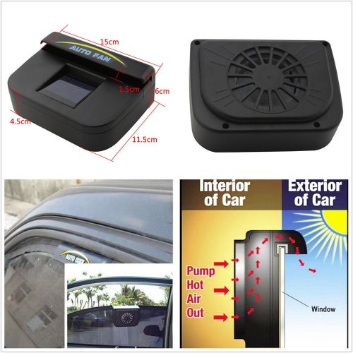 Solar powered car suv window windshield auto air vent cooling fan system cooler