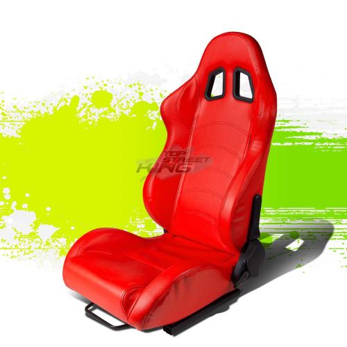 Red pvc leather reclinable jdm sports racing seats+adjustable slider driver side