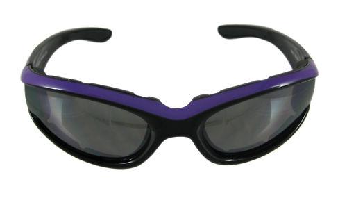 Foam padded motorcycle riding sunglasses smoke purple