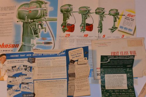 Vintage 1952 johnson sea-horse outboard engines brochure/fold out poster &amp; more!