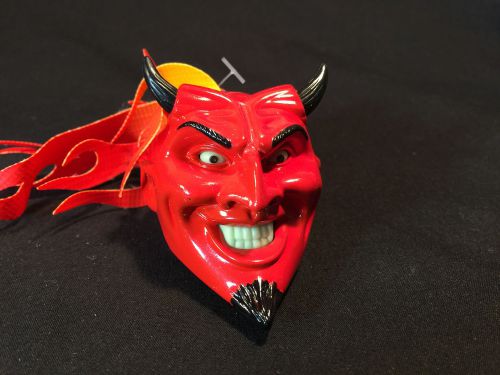 Rare nos new old stock red devil w/horns car or truck antenna topper w/flames