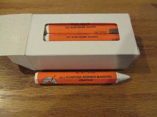 Vintage box of 12 white rubber marking crayons - mib - nos