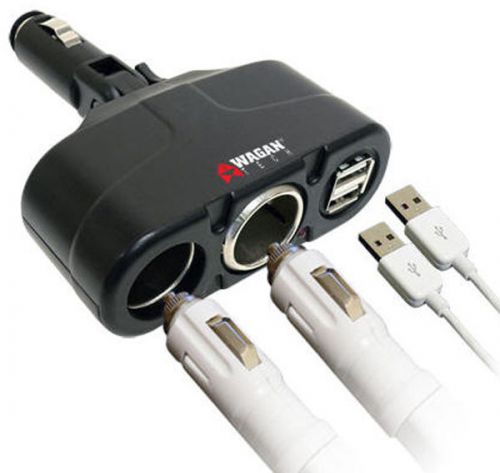 Wagan 12v twin usb &amp; dc sockets travel adapter wag2438