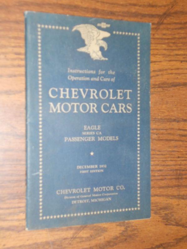 1933  chevrolet car / eagle series ca owner's manual / extremely rare original!!