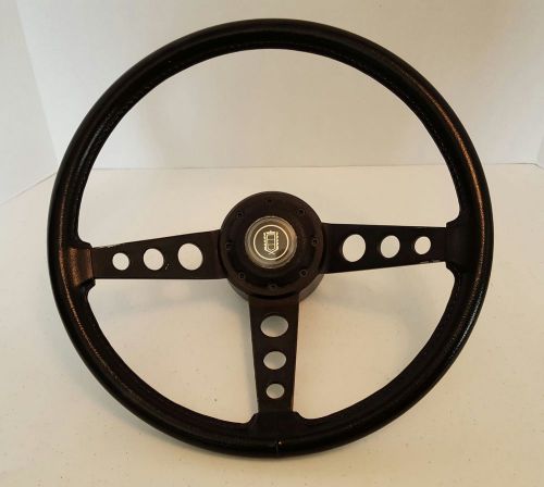 Sport steering wheel 3 spoke black leather look classic car rat rod hot rod