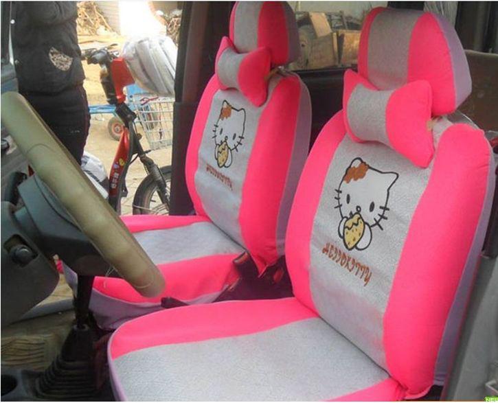 Fashionable chinese manual embroidery cartoon cat red car seat cover design