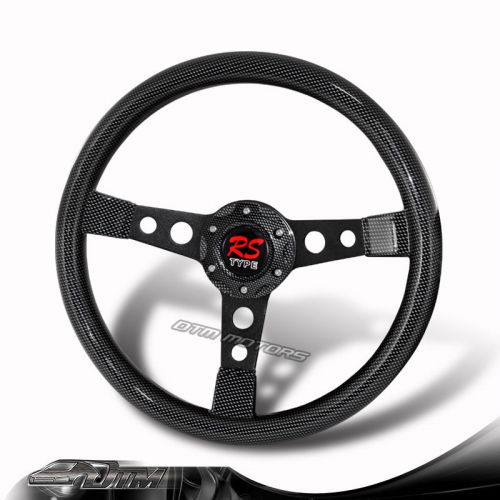 350mm jdm carbon fiber look wood grain 6-holed steering wheel w/ black spokes