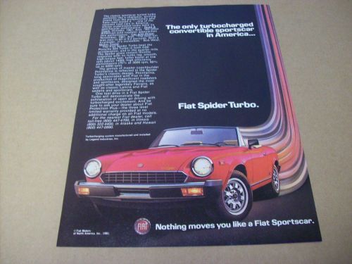1982 fiat spider turbo  advertisement, vintage ad