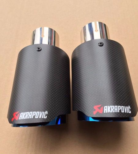 63mm in - 101mm out akrapovic blue steel carbon fiber universal exhaust tip pipe