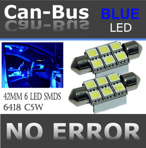 Icbeamer 1pair blue canbus error free 42mm led 6-smd 211-2 569 wedge l dw5490
