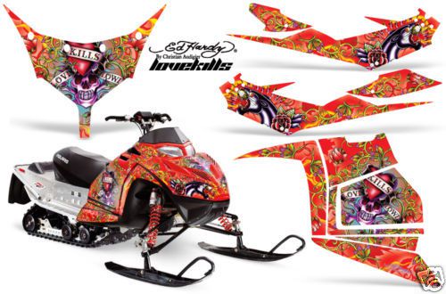 Amr racing decal kit polaris iq race snowmobile sled graphics wrap ed hardy