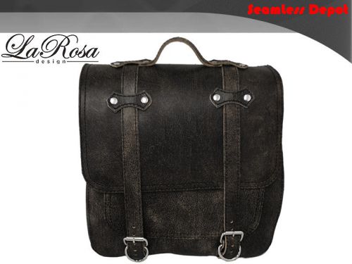 La rosa rustic black leather postal universal harley softail bracket saddlebag