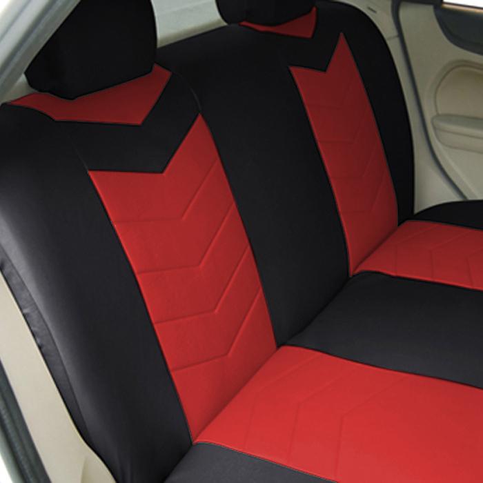Synthetic leather rear only car seat covers solid bench ruby red