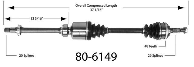 Empi 80-6149 new constant velocity premium cv half shaft drive axle assembly