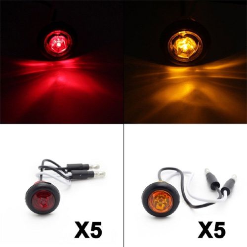 Hawkeye miniature round 5 red + 5 amber side clearance marker light pickup suv