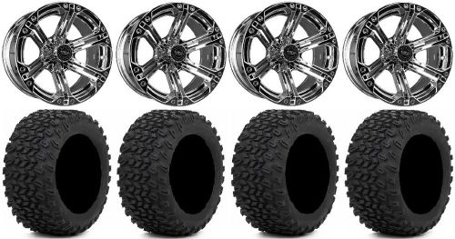 Madjax nitro chrome golf wheels 14&#034; 23x10-14 xt trail tires ez-go &amp; club car