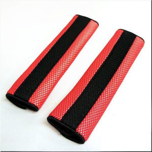 Car seat belt cover shoulder pads black red x 2 pieces