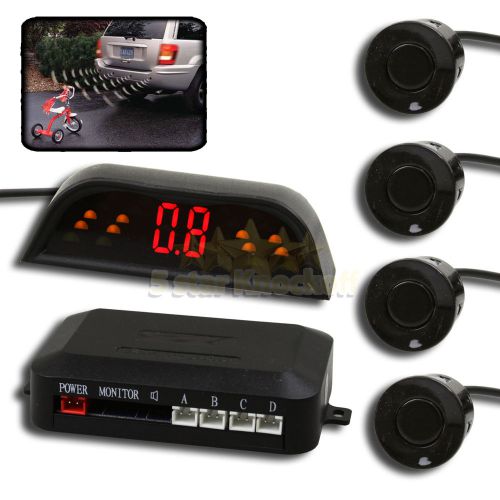 1x usa wireless parking sensor diy kit led distance indicator + 4x black radars