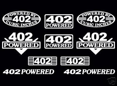 10 decal set 402 ci v8 powered engine stickers emblems bbc vinyl decals