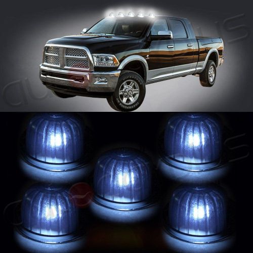 5x roof cab marker clearance light smoke lens t10 white led for chevy/gmc pickup