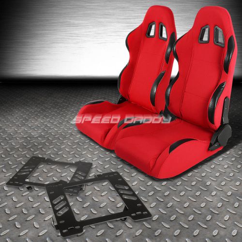 Pair type-4 reclining red pvc racing seat+bracket for 99-04 ford mustang sn-95
