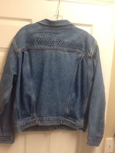 Mens harley davidson v-twin blue jean jacket sz s small made in usa