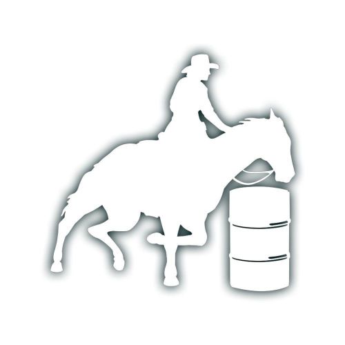 Horse barrel racer decal for your rodeo 4h tack box rodeo truck or trailer wht