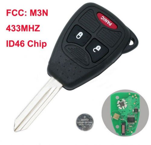 Remote key 2+1 button 433mhz id46 chip for chrysler dodge jeep fcc m3n