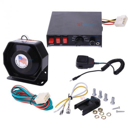 200w loud emergency vehicle warning siren speaker pa system 8 tones w/ mic kit