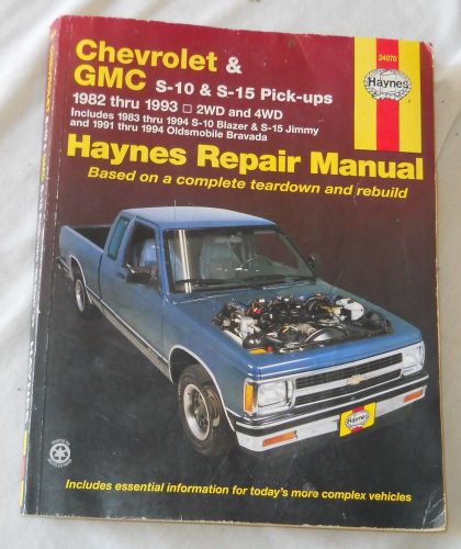 1982-1993 cheverloet gmc s-10 &amp; s-15 pick-ups haynes repair manual 2&amp;4wd