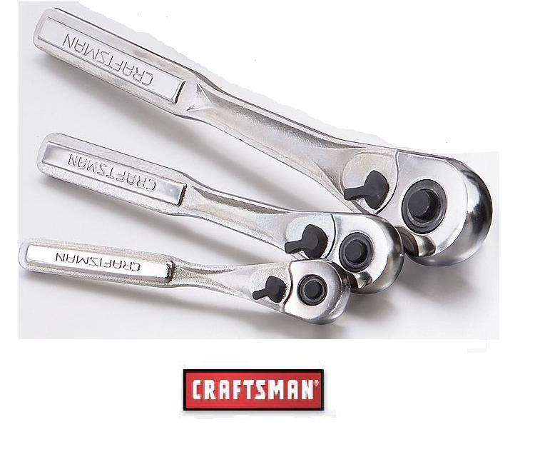 New craftsman 3 piece quick release ratchet set new 1/4, 3/8, 1/2 inch drive usa