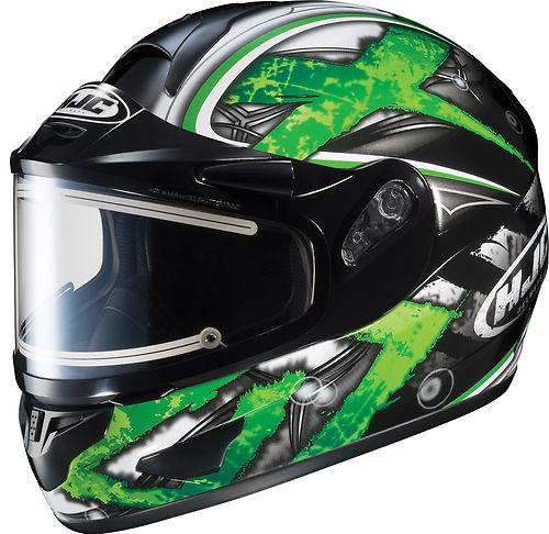 Hjc cl-16 shock snow helmet green black electric shield 2xl
