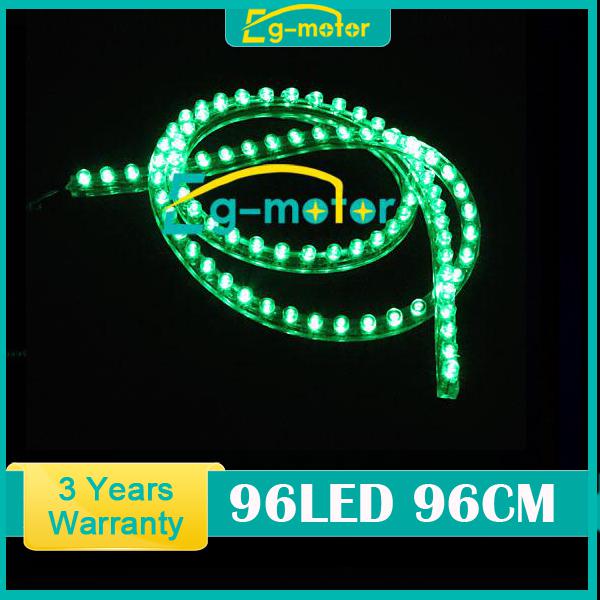 Green 96cm 96-led strip car diy flexible grill waterproof light lamp 12vdc pvc