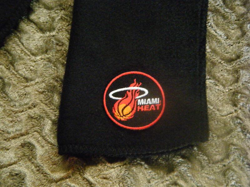 Miami heat  black fleece scarves scarfs scarf  9" x 60" (inches)  basketball nba