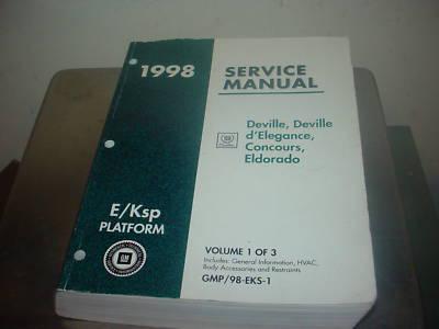 1998 deville eldorado concours factory manual vol 1