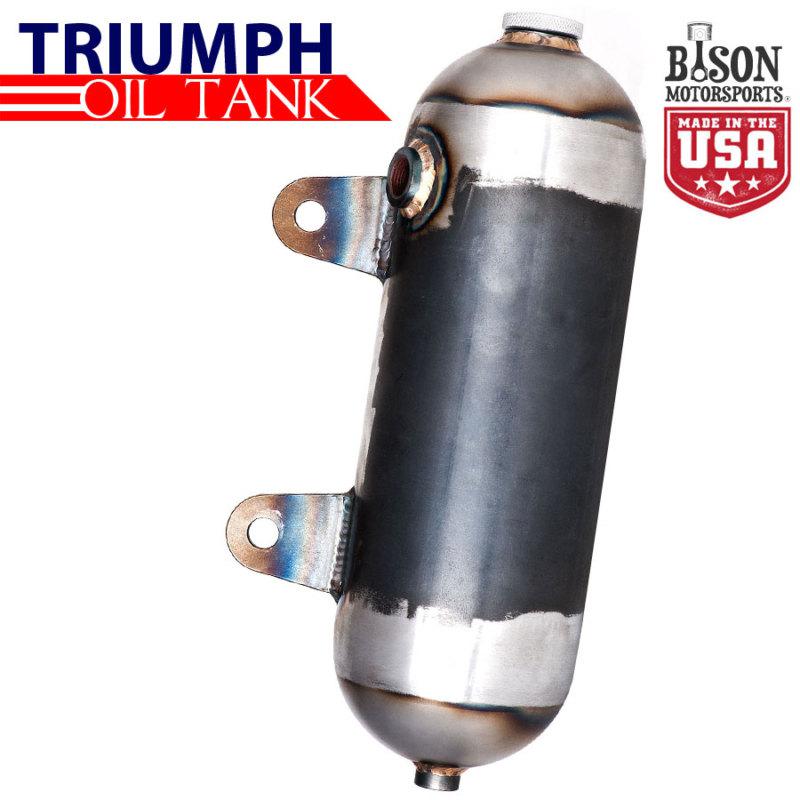 Triumph custom vertical oil tank 4in round with cap & proper internal plumbing 