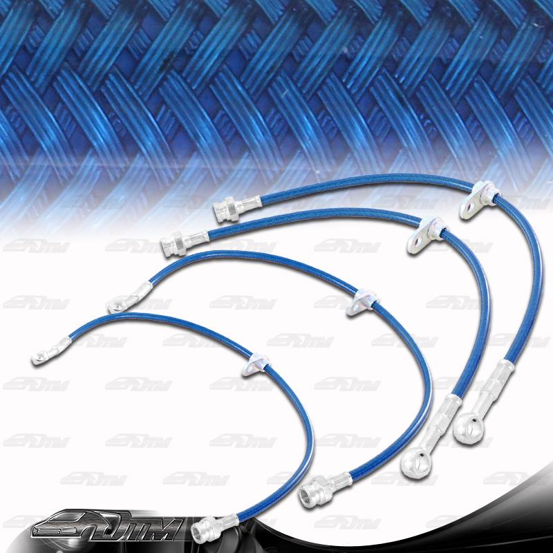 Honda civic accord acura cl rsx tl front rear stainless steel brake lines blue