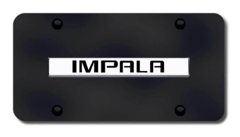 Gm impala name chrome on black license plate made in usa genuine