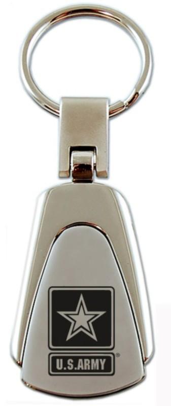 Army chrome teardrop keychain / key fob engraved in usa genuine